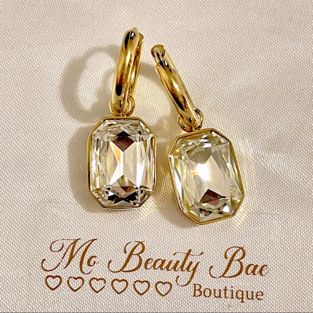 Gold Crystal Hoops